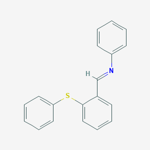 molecular formula C19H15NS B14579047 Benzenamine, N-[[2-(phenylthio)phenyl]methylene]- CAS No. 61205-73-0