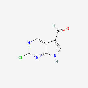 molecular formula C7H4ClN3O B1457912 2-Chloro-7H-pyrrolo[2,3-d]pyrimidine-5-carbaldehyde CAS No. 1367868-00-5