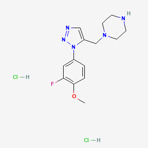 molecular formula C14H20Cl2FN5O B1457920 1-{[1-(3-fluoro-4-methoxyphenyl)-1H-1,2,3-triazol-5-yl]methyl}piperazine dihydrochloride CAS No. 1610376-98-1