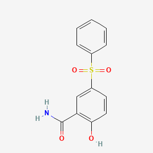 molecular formula C13H11NO4S B14579202 Benzamide, 2-hydroxy-5-(phenylsulfonyl)- CAS No. 61622-18-2