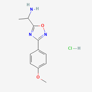 molecular formula C11H14ClN3O2 B1457923 {1-[3-(4-Methoxyphenyl)-1,2,4-oxadiazol-5-yl]ethyl}amine hydrochloride CAS No. 1211498-72-4