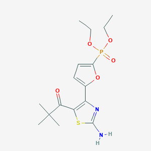 molecular formula C16H23N2O5PS B1457930 Diethyl 5-(2-amino-5-t-butylcarbonylthiazol-4-yl)furan-2-phosphonate CAS No. 1103509-40-5