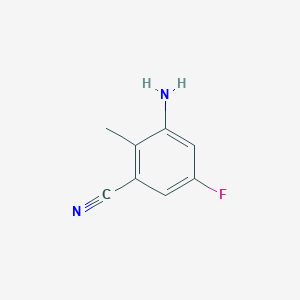molecular formula C8H7FN2 B1457935 3-Amino-5-fluoro-2-methylbenzonitrile CAS No. 1227269-31-9