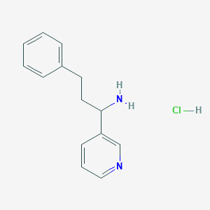 molecular formula C14H17ClN2 B1457954 3-Phenyl-1-(pyridin-3-yl)propan-1-amine hydrochloride CAS No. 1864074-33-8