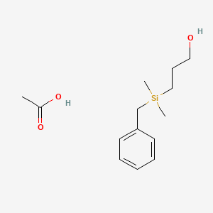 molecular formula C14H24O3Si B14579588 Acetic acid;3-[benzyl(dimethyl)silyl]propan-1-ol CAS No. 61676-44-6