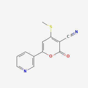 molecular formula C12H8N2O2S B14579613 2H-Pyran-3-carbonitrile, 4-(methylthio)-2-oxo-6-(3-pyridinyl)- CAS No. 61380-93-6