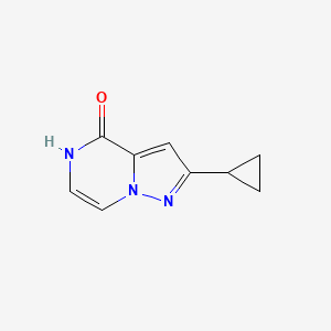 molecular formula C9H9N3O B1457976 2-Cyclopropyl-4H,5H-pyrazolo[1,5-a]pyrazin-4-one CAS No. 1547006-95-0