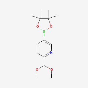 molecular formula C14H22BNO4 B1457978 2-(Dimethoxymethyl)-5-(4,4,5,5-tetramethyl-1,3,2-dioxaborolan-2-yl)pyridine CAS No. 1150632-93-1