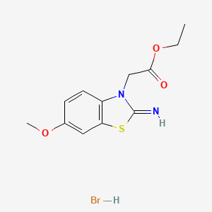 molecular formula C12H15BrN2O3S B1457988 ethyl 2-(2-imino-6-methoxybenzo[d]thiazol-3(2H)-yl)acetate hydrobromide CAS No. 138404-44-1