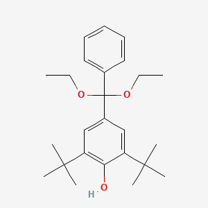 molecular formula C25H36O3 B14580008 Phenol, 4-(diethoxyphenylmethyl)-2,6-bis(1,1-dimethylethyl)- CAS No. 61365-58-0