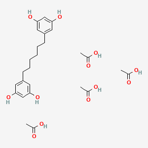 molecular formula C26H38O12 B14580025 Acetic acid;5-[6-(3,5-dihydroxyphenyl)hexyl]benzene-1,3-diol CAS No. 61621-68-9