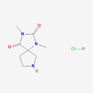 molecular formula C8H14ClN3O2 B1458006 1,3-Dimethyl-1,3,7-triazaspiro[4.4]nonane-2,4-dione hydrochloride CAS No. 1707580-44-6