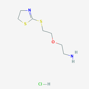 molecular formula C7H15ClN2OS2 B1458016 2-(2-((4,5-Dihydrothiazol-2-yl)thio)ethoxy)ethan-1-amine hydrochloride CAS No. 1824062-23-8