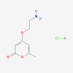 molecular formula C8H12ClNO3 B1458026 4-(2-氨基乙氧基)-6-甲基-2H-吡喃-2-酮盐酸盐 CAS No. 1823324-36-2