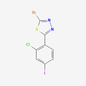 B1458039 2-Bromo-5-(2-chloro-4-iodophenyl)-1,3,4-thiadiazole CAS No. 1620515-99-2