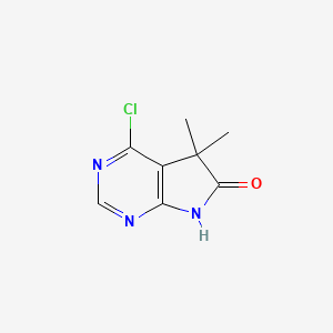 molecular formula C8H8ClN3O B1458056 4-chloro-5,5-dimethyl-5H,6H,7H-pyrrolo[2,3-d]pyrimidin-6-one CAS No. 1226804-02-9