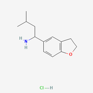 molecular formula C13H20ClNO B1458068 1-(2,3-Dihydrobenzofuran-5-yl)-3-methylbutan-1-amine hydrochloride CAS No. 1864074-57-6