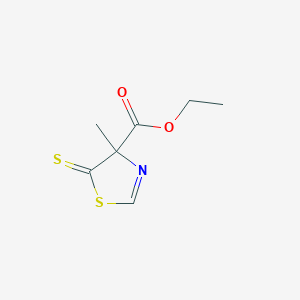 molecular formula C7H9NO2S2 B14580733 Ethyl 4-methyl-5-sulfanylidene-4,5-dihydro-1,3-thiazole-4-carboxylate CAS No. 61580-03-8
