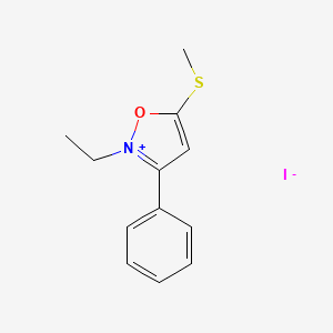 molecular formula C12H14INOS B14580756 Isoxazolium, 2-ethyl-5-(methylthio)-3-phenyl-, iodide CAS No. 61379-17-7