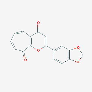 molecular formula C17H10O5 B145810 2-(1,3-Benzodioxol-5-yl)-4,9-dihydrocyclohepta[b]pyran-4,9-dione CAS No. 129527-18-0