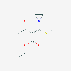 molecular formula C10H15NO3S B14581269 Ethyl 2-[(aziridin-1-yl)(methylsulfanyl)methylidene]-3-oxobutanoate CAS No. 61254-26-0