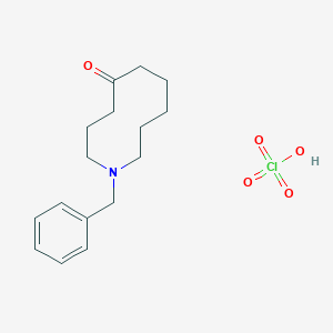 molecular formula C16H24ClNO5 B14581435 1-Benzylazecan-5-one;perchloric acid CAS No. 61546-95-0