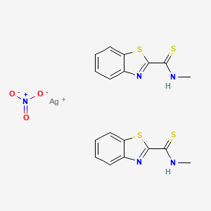 molecular formula C18H16AgN5O3S4 B14581713 silver;N-methyl-1,3-benzothiazole-2-carbothioamide;nitrate CAS No. 61489-18-7