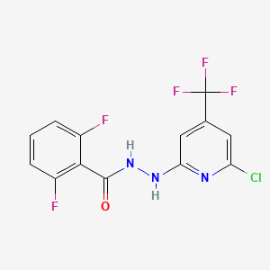 molecular formula C13H7ClF5N3O B1458212 N'-[6-chloro-4-(trifluoromethyl)-2-pyridinyl]-2,6-difluorobenzenecarbohydrazide CAS No. 1797988-93-2