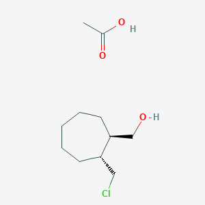 molecular formula C11H21ClO3 B14582205 Acetic acid--[(1R,2R)-2-(chloromethyl)cycloheptyl]methanol (1/1) CAS No. 61154-18-5
