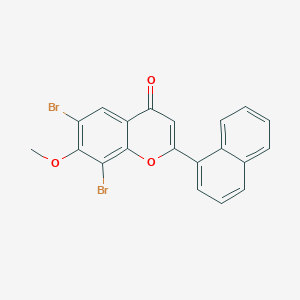 molecular formula C20H12Br2O3 B14582318 6,8-Dibromo-7-methoxy-2-(naphthalen-1-yl)-4H-1-benzopyran-4-one CAS No. 61595-27-5