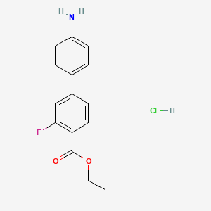 molecular formula C15H15ClFNO2 B1458233 Ethyl 4-(4-aminophenyl)-2-fluorobenzoate hydrochloride CAS No. 1355246-93-3