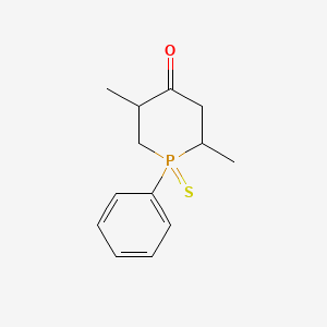 molecular formula C13H17OPS B14582607 2,5-Dimethyl-1-phenyl-1-sulfanylidene-1lambda~5~-phosphinan-4-one CAS No. 61124-04-7
