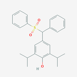 molecular formula C25H28O3S B14582613 Phenol, 2,6-bis(1-methylethyl)-4-[phenyl(phenylsulfonyl)methyl]- CAS No. 61563-87-9