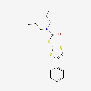 molecular formula C16H21NOS3 B14582621 S-(4-Phenyl-2H-1,3-dithiol-2-yl) dipropylcarbamothioate CAS No. 61522-84-7