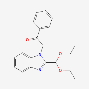 molecular formula C20H22N2O3 B14582635 Ethanone, 2-[2-(diethoxymethyl)-1H-benzimidazol-1-yl]-1-phenyl- CAS No. 61381-39-3