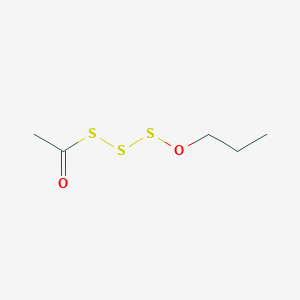 molecular formula C5H10O2S3 B14582701 1-(Propoxytrisulfanyl)ethan-1-one CAS No. 61268-24-4