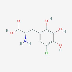 molecular formula C9H10ClNO5 B14582749 3-Chloro-5,6-dihydroxy-L-tyrosine CAS No. 61201-47-6