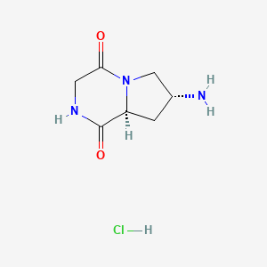 molecular formula C7H12ClN3O2 B1458318 (7R,8aS)-7-aminohexahydropyrrolo[1,2-a]pyrazine-1,4-dione hydrochloride CAS No. 1609388-61-5
