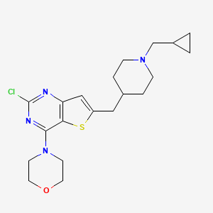molecular formula C20H27ClN4OS B1458322 4-(2-Chloro-6-((1-(cyclopropylmethyl)piperidin-4-yl)methyl)thieno[3,2-d]pyrimidin-4-yl)morpholine CAS No. 1439824-03-9