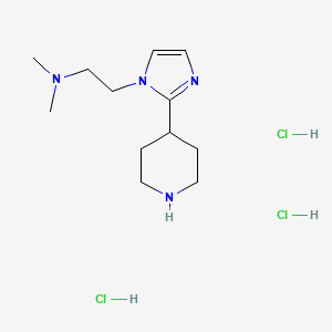 molecular formula C12H25Cl3N4 B1458326 N,N-dimethyl-2-(2-piperidin-4-yl-1H-imidazol-1-yl)ethanamine trihydrochloride CAS No. 1982950-73-1