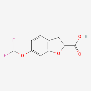 molecular formula C10H8F2O4 B1458347 6-(Difluoromethoxy)-2,3-dihydro-1-benzofuran-2-carboxylic acid CAS No. 1597076-00-0