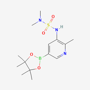 molecular formula C14H24BN3O4S B1458352 N,N-dimethyl-N'-[2-methyl-5-(4,4,5,5-tetramethyl-1,3,2-dioxaborolan-2-yl)pyridin-3-yl]sulfuric diamide CAS No. 1801905-65-6