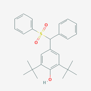 molecular formula C27H32O3S B14583657 Phenol, 2,6-bis(1,1-dimethylethyl)-4-[phenyl(phenylsulfonyl)methyl]- CAS No. 61365-64-8