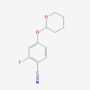 molecular formula C12H12FNO2 B1458369 2-Fluoro-4-(tetrahydro-pyran-2-yloxy)-benzonitrile CAS No. 1448675-03-3