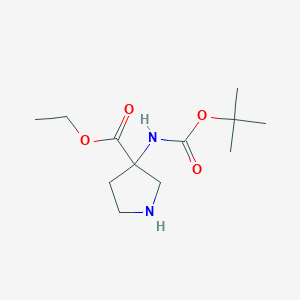molecular formula C12H22N2O4 B1458375 Ethyl 3-(Boc-amino)pyrrolidine-3-carboxylate CAS No. 1613023-56-5
