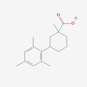 molecular formula C17H24O2 B14583792 Cyclohexanecarboxylic acid, 1-methyl-3-(2,4,6-trimethylphenyl)- CAS No. 61405-15-0