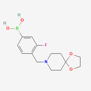 molecular formula C14H19BFNO4 B1458382 (4-(1,4-Dioxa-8-azaspiro[4.5]decan-8-ylmethyl)-3-fluorophenyl)boronic acid CAS No. 1704074-38-3
