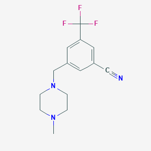 molecular formula C14H16F3N3 B1458385 3-((4-Methylpiperazin-1-yl)methyl)-5-(trifluoromethyl)benzonitrile CAS No. 1616670-61-1