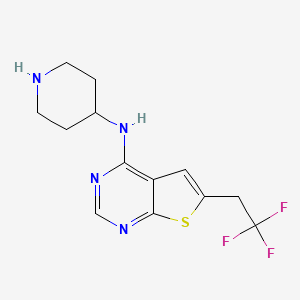molecular formula C13H15F3N4S B1458429 N-(piperidin-4-yl)-6-(2,2,2-trifluoroethyl)thieno[2,3-d]pyrimidin-4-amine CAS No. 1628317-93-0