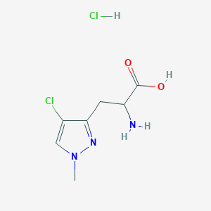 molecular formula C7H11Cl2N3O2 B1458433 2-amino-3-(4-chloro-1-methyl-1H-pyrazol-3-yl)propanoic acid hydrochloride CAS No. 1432026-01-1